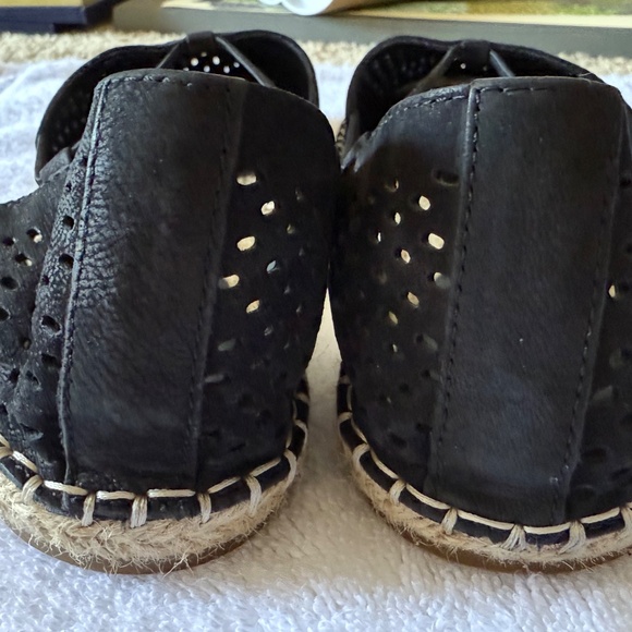 Eileen Fisher espadrille nubuck leather sandals, black, size 8 - Picture 11 of 13